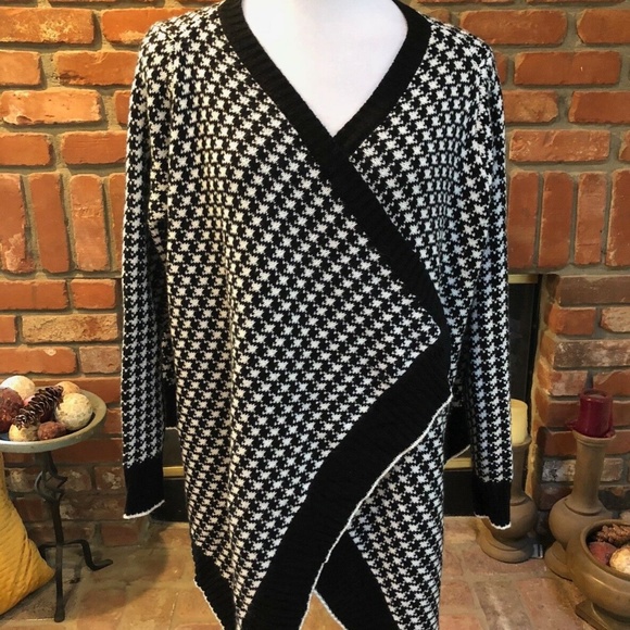 Vintage HiLo Black White Open Front Sweater Jacket - Picture 6 of 11